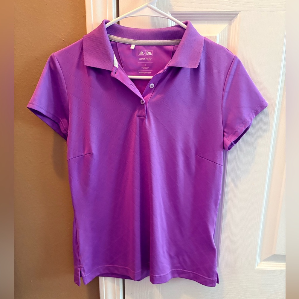 Adidas Women’s Golf Purple Polo Button-Down Shirt